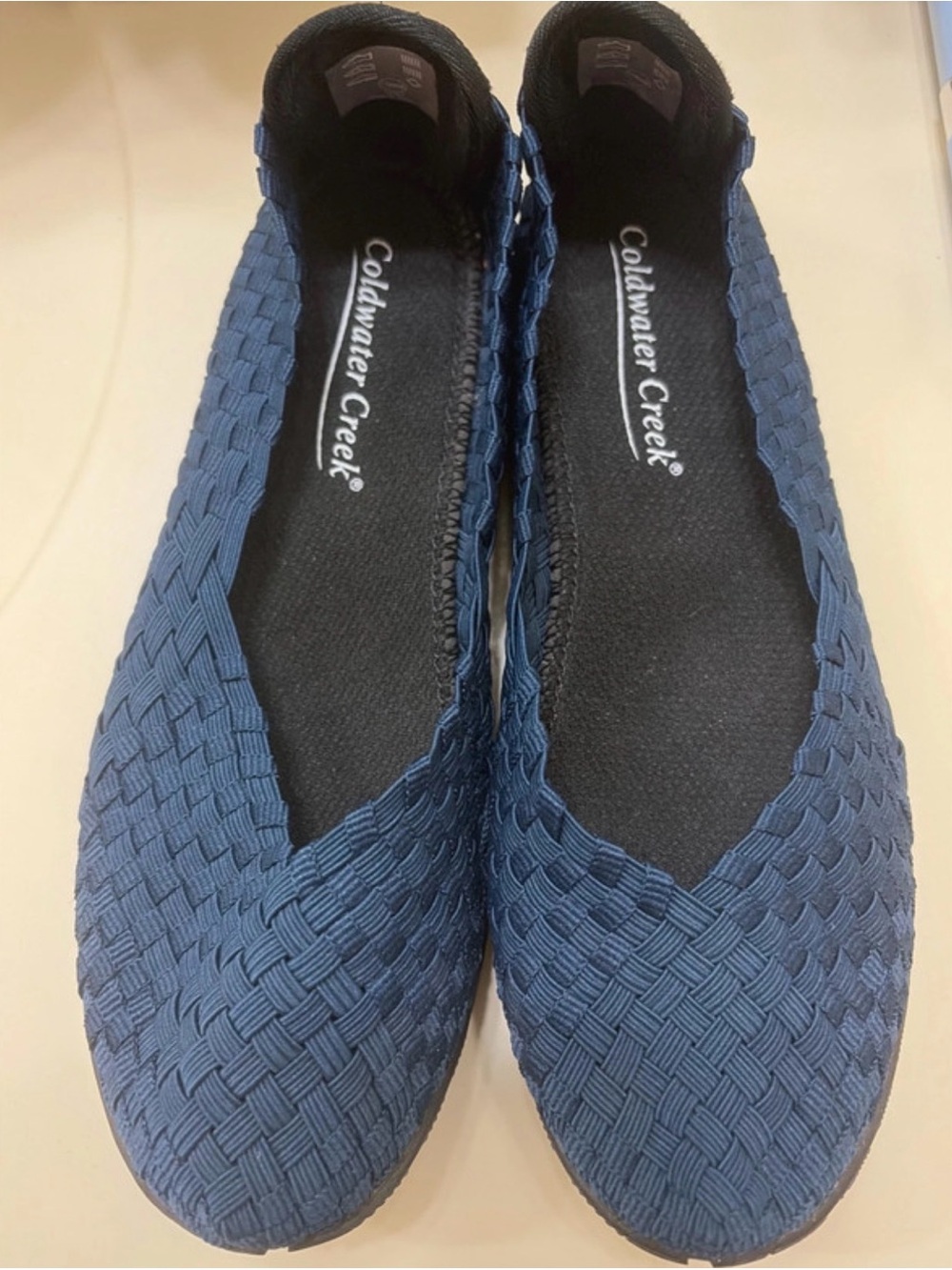 Coldwater Creek Navy Woven Slip-On Flats